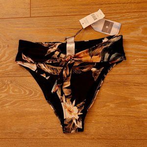 NWT Everyday Sunday Black Floral Tie-Front Bikini Bottom